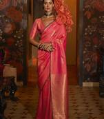 Vsaree Red Silk Zari Weaving Saree Rich Pallu With Blouse For Women