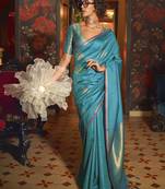 Vsaree Sky Blue Silk Zari Weaving Saree Rich Pallu With Blouse For Women