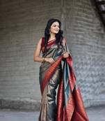 Navy-Blue Soft Silk Rich Pallu & Jacquard Work Saree,Blouse-not As Per Image