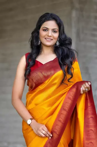 Yellow Soft Silk Rich Pallu & Jacquard Work Saree,Blouse-not As Per Image