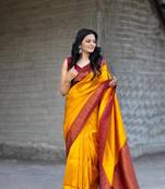 Yellow Soft Silk Rich Pallu & Jacquard Work Saree,Blouse-not As Per Image