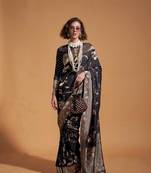 Black Georgette Handloon Weaving Silk With Blouse