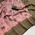 Pink Banarasi silk blend copper zari weaving woven elephent design saree with unstitched blouse
