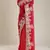 Red soft jimmy choo with multi thread embroidery coding sequin work saree with unstitched blouse