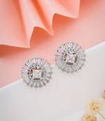 Silver plated american diamond stone studed earrings