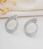 American diamond silver plated round shaped earrings
