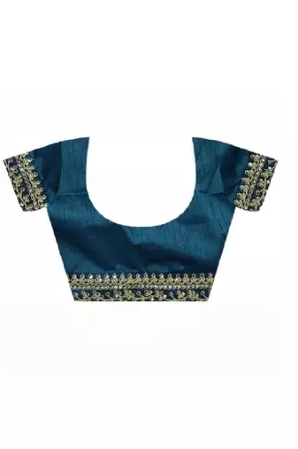 Designer georgette printed and lace work saree with blouse piece