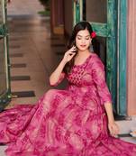 Rayon printed long gown