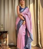 Woven silk blend Saree With Blouse