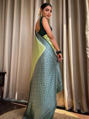 Woven silk blend Saree With Blouse 4