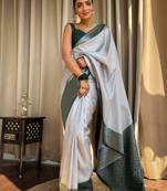 Woven silk blend Saree With Blouse