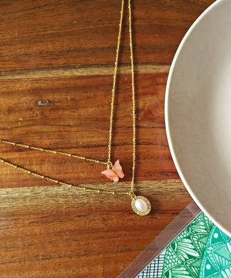 Alankar chain pink butterfly pendant 1