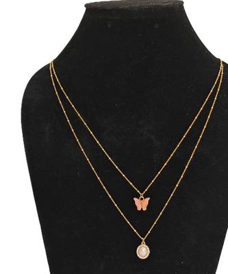 Alankar chain pink butterfly pendant 2