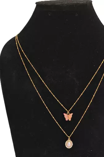 Alankar chain pink butterfly pendant