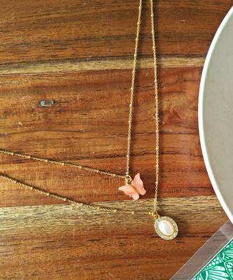 Alankar chain pink butterfly pendant 3