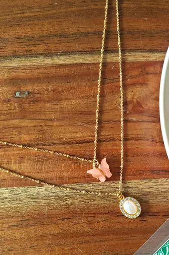 Alankar chain pink butterfly pendant