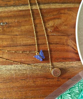 Alankar chain blue butterfly pendant 3