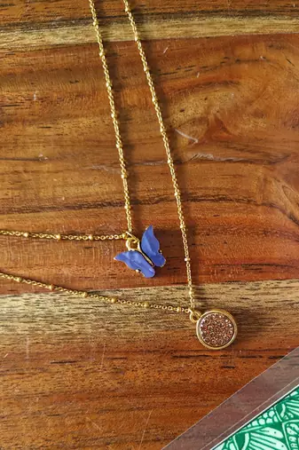 Alankar chain blue butterfly pendant