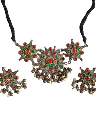 Alankar floral oxidized chokar set 3