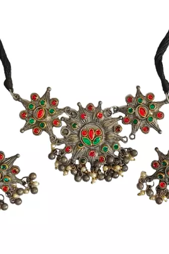 Alankar floral oxidized chokar set