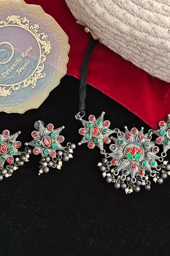 Alankar floral oxidized chokar set
