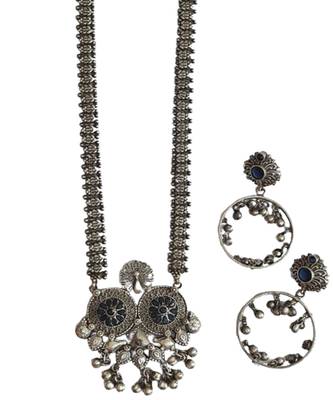 Alankar oxidized black onyx necklace set 3