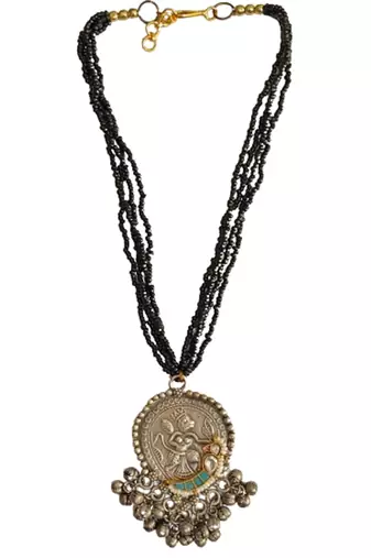 Alankar oxidized black bead necklace