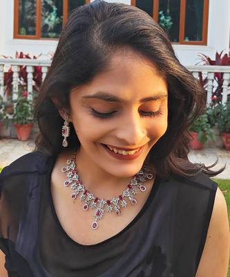 Alankar ruby diamond necklace set 1