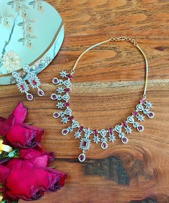 Alankar ruby diamond necklace set 2