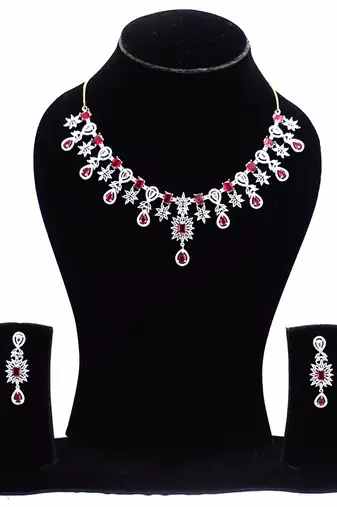Alankar ruby diamond necklace set
