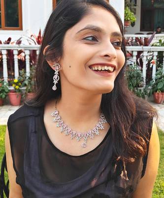 Alankar rose quartz diamond necklace set 1