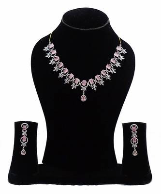 Alankar rose quartz diamond necklace set 3