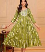 Rayon green lurex long gown