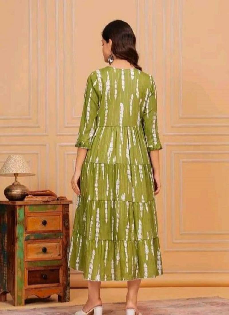 Rayon green lurex long gown