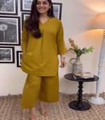 Mustard solid kurti with pant