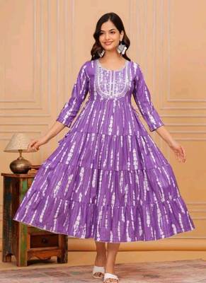 Rayon purple lurex long gown 1