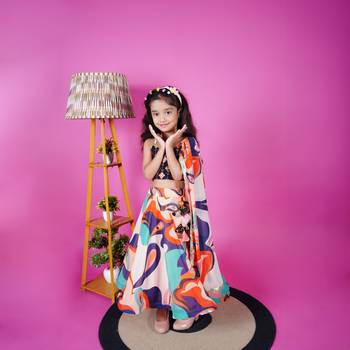 Printed Lenhga Blue Choli 1