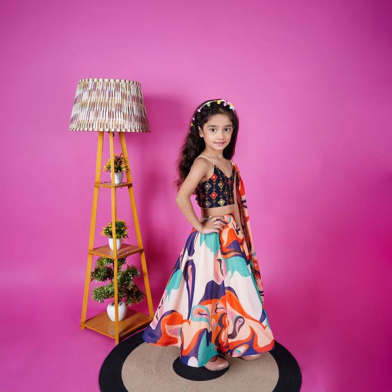 Printed Lenhga Blue Choli