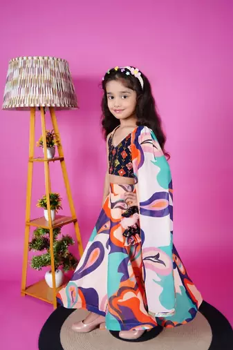 Printed Lenhga Blue Choli