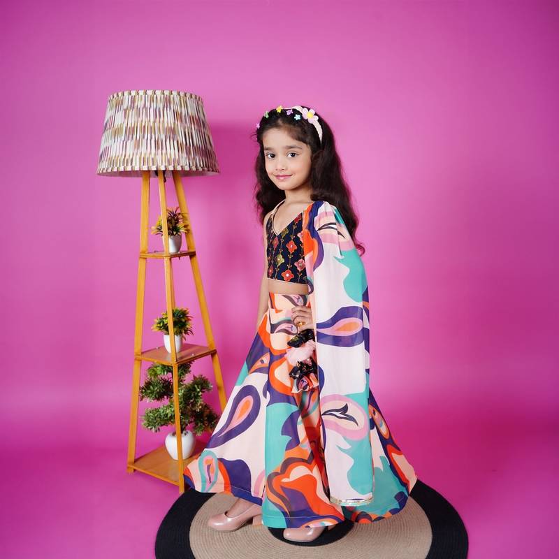 Printed Lenhga Blue Choli