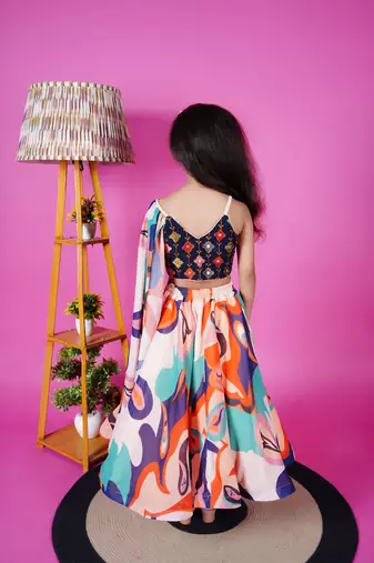Printed Lenhga Blue Choli