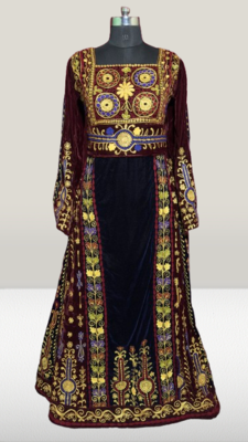 Maroon Embroidery and beads Work Velvet fabric Islamic Style Partywear Kaftan Long Gown Evening wear Dubai kaftan 1