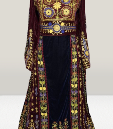Maroon Embroidery and beads Work Velvet fabric Islamic Style Partywear Kaftan Long Gown Evening wear Dubai kaftan