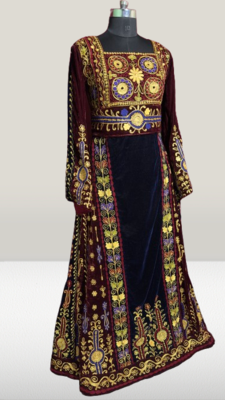 Maroon Embroidery and beads Work Velvet fabric Islamic Style Partywear Kaftan Long Gown Evening wear Dubai kaftan 2