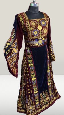 Maroon Embroidery and beads Work Velvet fabric Islamic Style Partywear Kaftan Long Gown Evening wear Dubai kaftan 3