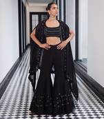 Cluster flower emb cape with placement emb shararaand bustier