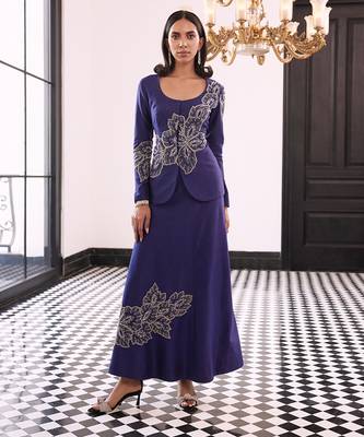 Petals embellished ball skirt with blazer 3