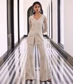 Checks and paisley pant suit
