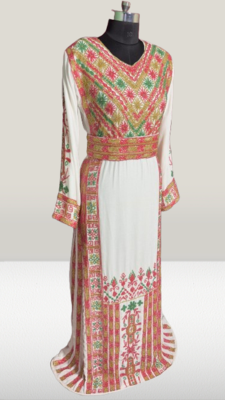 White  beads Work Velvet fabric Islamic Style Partywear Kaftan Long Gown Evening wear Dubai kaftan 2