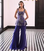 Vaired petals peplum kurta with plain sharar pants